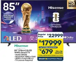 Pick n Pay Hisense 85" (216cm) QLED 144Hz Smart TV offer