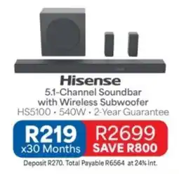 OK Furniture Hisense 5.1-Channel Soundbar with Wireless Subwoofer offer
