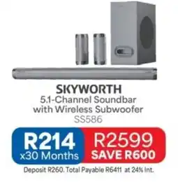 OK Furniture SKYWORTH 5.1-Channel Soundbar with Wireless Subwoofer SS586 offer
