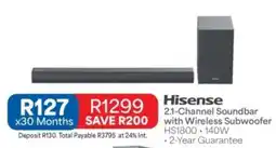 OK Furniture Hisense 2.1-Channel Soundbar with Wireless Subwoofer offer