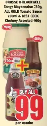 Boxer Crosse & Blackwell Tangy Mayonnaise, All Gold Tomato Sauce, Best Cook Chutney Assorted offer