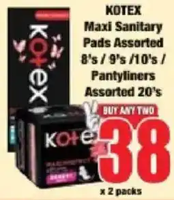 Boxer Kotex Maxi Sanitary Pads Assorted offer