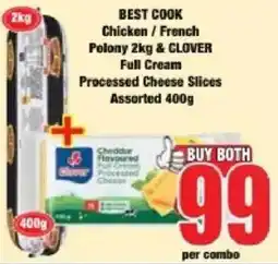 Boxer BEST COOK Chicken / French Polony & CLOVER Full Cream Processed Cheese Slices Assorted offer