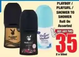 Boxer PLAYBOY / PLAYGIRL / SHOWER TO SHOWER Roll On Assorted offer