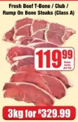 Boxer Fresh Beef T-Bone / Club / Rump On Bone Steaks (Class A) offer