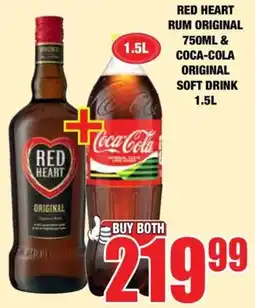 Boxer Liquors RED HEART RUM ORIGINAL & COCA-COLA ORIGINAL SOFT DRINK offer