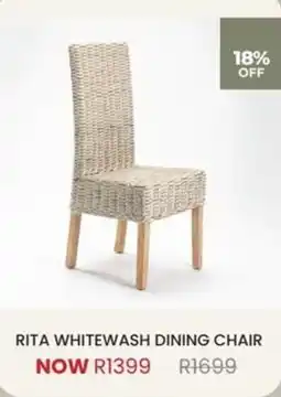 Decofurn RITA WHITEWASH DINING CHAIR offer