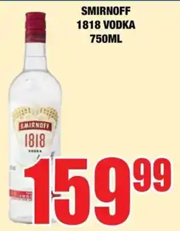 Boxer Liquors Smirnoff 1818 Vodka offer