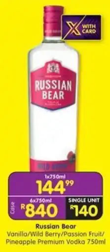 Shoprite Liquor Russian Bear Vanilla/Wild Berry/Passion Fruit/ Pineapple Premium Vodka offer