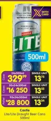 Shoprite Liquor Castle Lite/Lite Draught Beer Cans offer