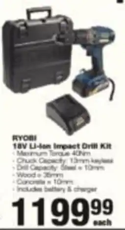 Build It RYOBI 18V Li-Ion Impact Drill Kit offer