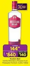Shoprite Liquor Russian bear - vanilla/wild berry/passion fruit/pineapple premium vodka 750ml offer