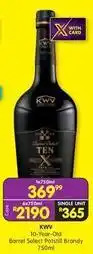 Shoprite Liquor Kwv - 10-year-old barrel select potstill brandy 750ml offer