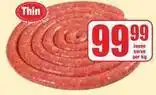 Boxer Thin boerewors offer