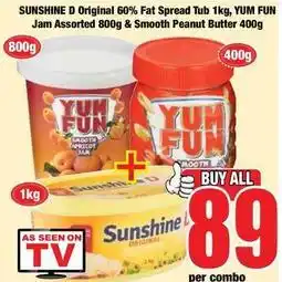 Boxer Fat spread tub & jam & smooth peanut butter offer
