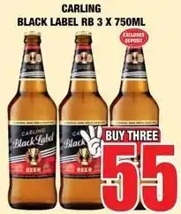 Boxer Carling - black label rb 3 x 750ml offer