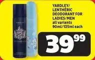 Usave Yardley - deodorant for ladies/men offer