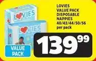 Usave Lovies - disposable nappies 40/42/44/50/56 per pack offer