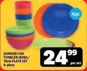 Usave Summer fun tumbler/bowl/ 19cm plate set offer