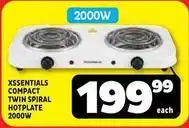 Usave Compact twin spiral hotplate 2000w offer