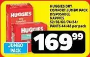 Usave Huggies - comfort jumbo pack disposable nappies 52/56/60/74/84/ pants 44/48 per pack offer
