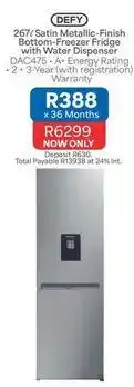 OK Furniture Defy - 267/ satin metallic-finish bottom-freezer fridge with water dispenser dac475 offer