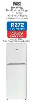 OK Furniture Kic - 170l white top-freezer fridge ktf518/2 offer