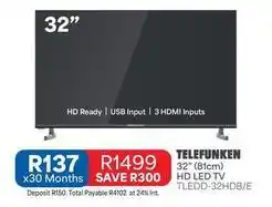 OK Furniture Telefunken - 32 hd led tv tledd-32hdb/e offer