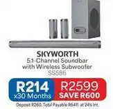 OK Furniture Skyworth - 5.1-channel soundbar with wireless subwoofer ss586 offer
