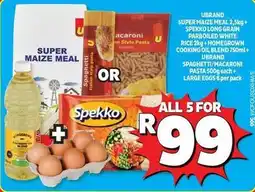 Usave Spekko - super maize meal, spaghetti/macaroni pasta, cooking oil, eggs offer