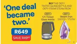 OK Furniture Defy - tinted glass kettle and 1750w steam iron offer