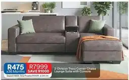 OK Furniture Total - 2-division tracy corner chaise lounge suite with console offer
