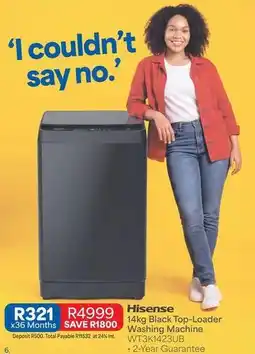 OK Furniture Hisense - 14kg black top-loader washing machine wtk1423ub offer
