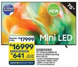 Pick n Pay Hypermarket Samsung - 75 (190cm) m80h 4k vision ai 144hz gaming mini led tv offer