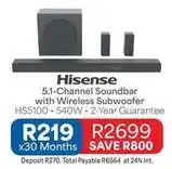 OK Furniture Hisense - 5.1-channel soundbar with wireless subwoofer hs5100 offer