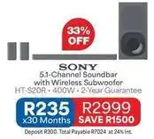 OK Furniture Sony - 5.1-channel soundbar with wireless subwoofer ht-s20r offer