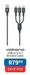 OK Furniture Volkano - usb to 3-in-1 braided cable offer