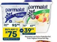 Pick n Pay Parmalat - low fat or fabulite free yoghurt offer