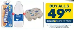 Pick n Pay Blue Ribbon Classic White Sliced Bread, PnP Full Cream or Low Fat Fresh Milk and PnP no name Eggs Large offer
