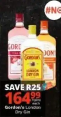 Checkers Gordon's London Dry Gin offer
