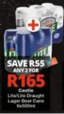 Checkers Castle Lite/Lite Draught Lager Beer Cans offer