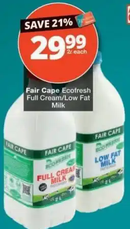 Checkers Fair Cape Ecofresh Full Cream/Low Fat Milk offer