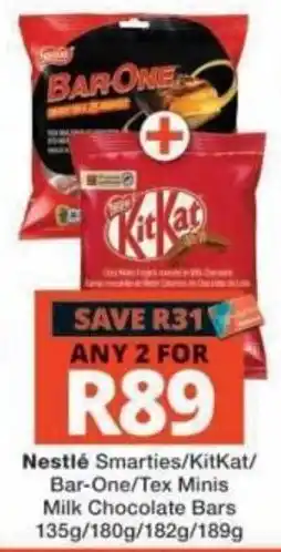 Checkers Nestlé Smarties/KitKat/Bar-One/Tex Minis Milk Chocolate Bars offer
