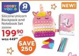 ToysRUs Silicone Unicorn Backpack and Notebook Set offer
