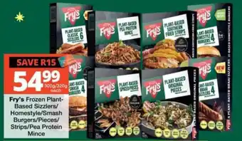 Fry's Frozen Plant-Based Sizzlers/Homestyle/Smash Burgers/Pieces/Strips/Pea Protein Mince