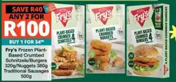 Checkers Fry's Frozen Plant-Based Crumbed Schnitzels/Burgers offer