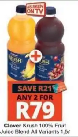 Checkers Clover Krush 100% Fruit Juice Blend offer