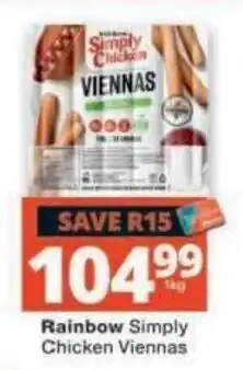 Checkers Rainbow Simply Chicken Viennas offer
