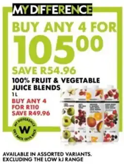 Woolworths MY DIFFERENCE 100% FRUIT & VEGETABLE JUICE BLENDS offer