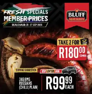 Bluff Meat Supply 3kg BMS Russians